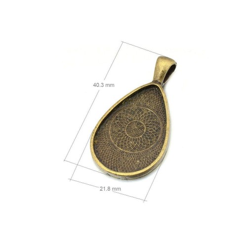 10 Teardrop Tears Pendant Trays -Silver Color - 20X30mm - Pendant Blanks Cameo Bezel Settings Photo jewellery