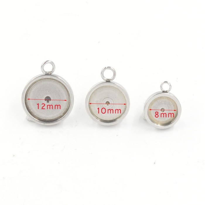 50pcs 6mm 8mm 10mm 12mm 18K gold vacuum plating Stainless steel Settings Base, Bezel Blank Base Setting, Round Cabochon Pendant Base
