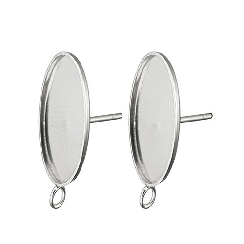 50pcs 13*18/18*25 Oval Stainless Steel Cameo Glass Cabochon Metal Bezel French Lever Blank Base Earring Back For DIY Jewelry Findings
