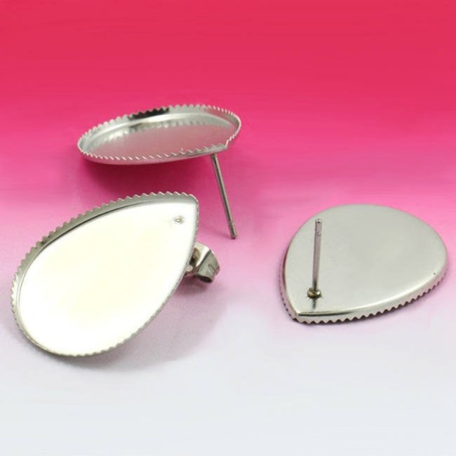 50pcs 13*18/18*25 Teardrop Stainless Steel bezel Earring Blanks /earring base, earring base settings with backs