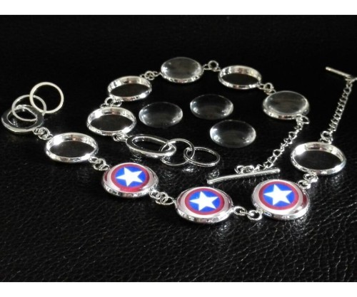 5kits Bracelet Blanks, 16mm 18mm 20mm bezel Silver bracelet blanks with clear glass demo