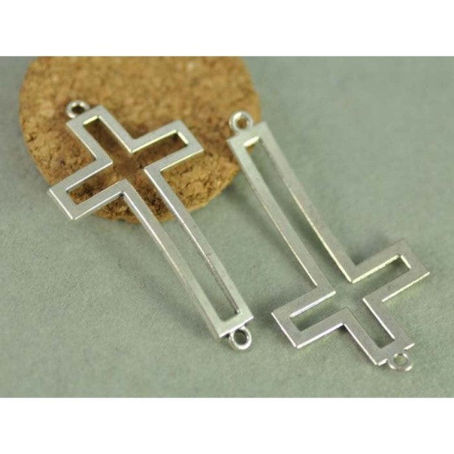 10pcs Antique Silver Tone Love Connector Charm Pendants Findings Rounded Design (#3010023)