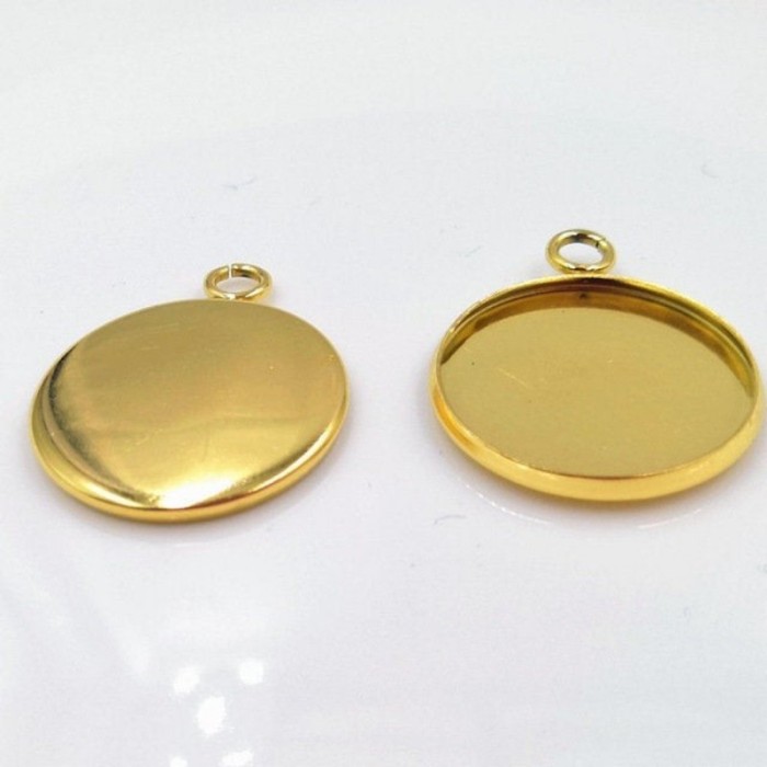 50pcs Stainless steel 18K Gold vacuum plating 10mm 18mm 20mm 25mm 30mm Settings Base, Bezel Blank Base Setting, Round Cabochon Pendant Base