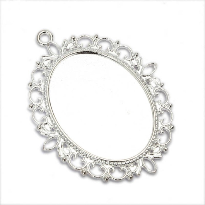 10pcs 40 x 30mm Antique Bronze Cabochon Pendant Base, Oval pendant setting, Oval Pendant Trays, Bezel Cabochon Settings S001169