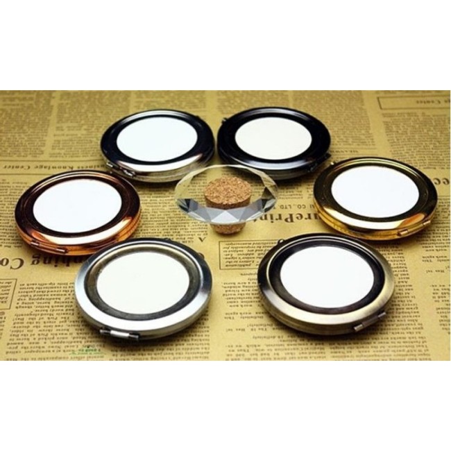 10 Kits 70mm Round Blank Pocket Mirror with 58mm Glass tile, Compact mirror blank, Engravable Pocket Mirrors M001
