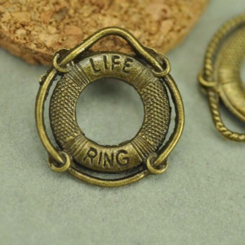 10pcs Antique Bronze Life Ring Charms (#3010057)