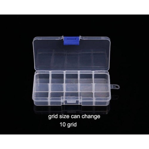 wholesale-Plastic 10 Slots Adjustable Jewelry packaging box transparent Tool Case Craft Organizer box jewelry boxes Storage