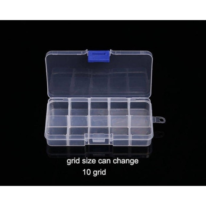 wholesale-Plastic 10 Slots Adjustable Jewelry packaging box transparent Tool Case Craft Organizer box jewelry boxes Storage