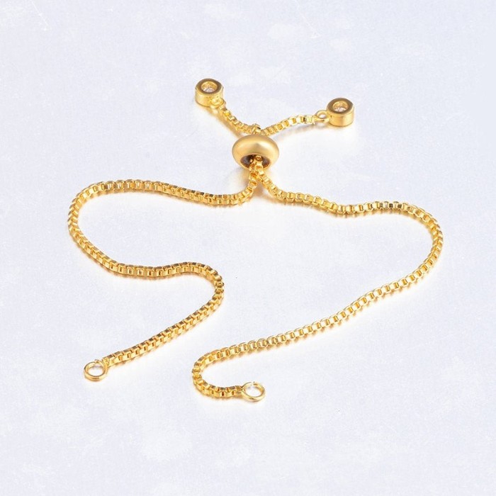 adjustable bracelet chains with Silver ball rhinestones ends Adjustable box chains for jewelry making Pull bracelet chains