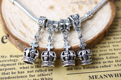 10pcs European beads, Crown Charms, fits most European charm bracelets bead charm bracelet