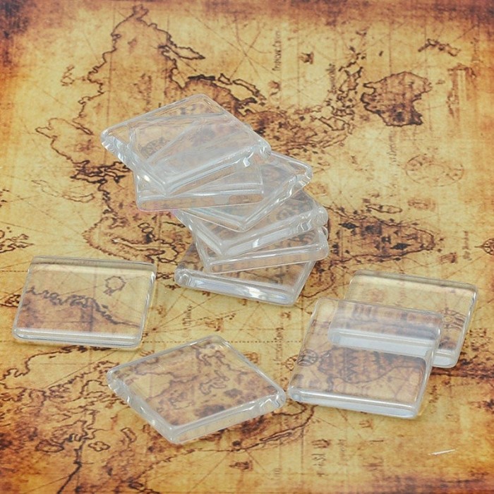 wholesale 20mm Clear Square Flat Back Acrylic Glass Domed Magnifying Cabochons For DIY Photo Pendant Tray Setting