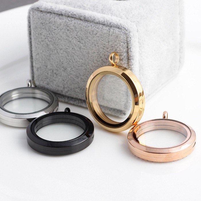 30mm Round Stainless Steel Floating charm Locket, Memory Glass Locket, Necklace Pendant, Wholesale floating lockets FL001
