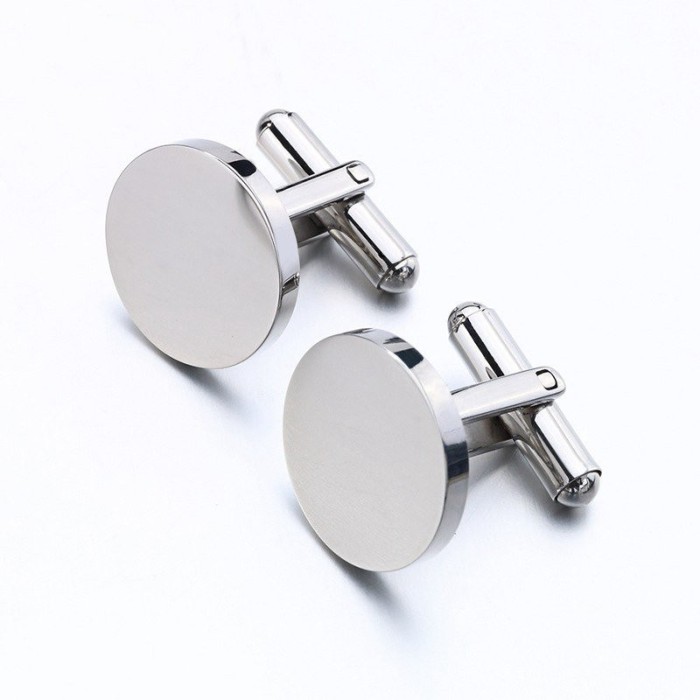 Titanium steel cufflinks ,round plane 16mm French cufflinks blank, cufflink base, Cufflinks Bezel Setting,custom cufflinks