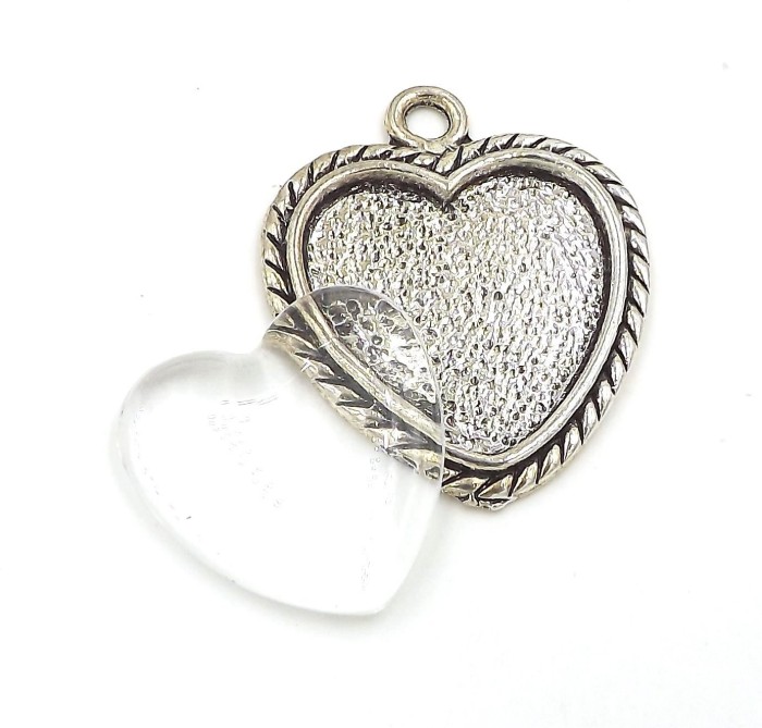 10pcs/lot (glass size 25mm) Antique Bronze or Antique Silver Cameo Cabochon Base Setting Charm Pendant