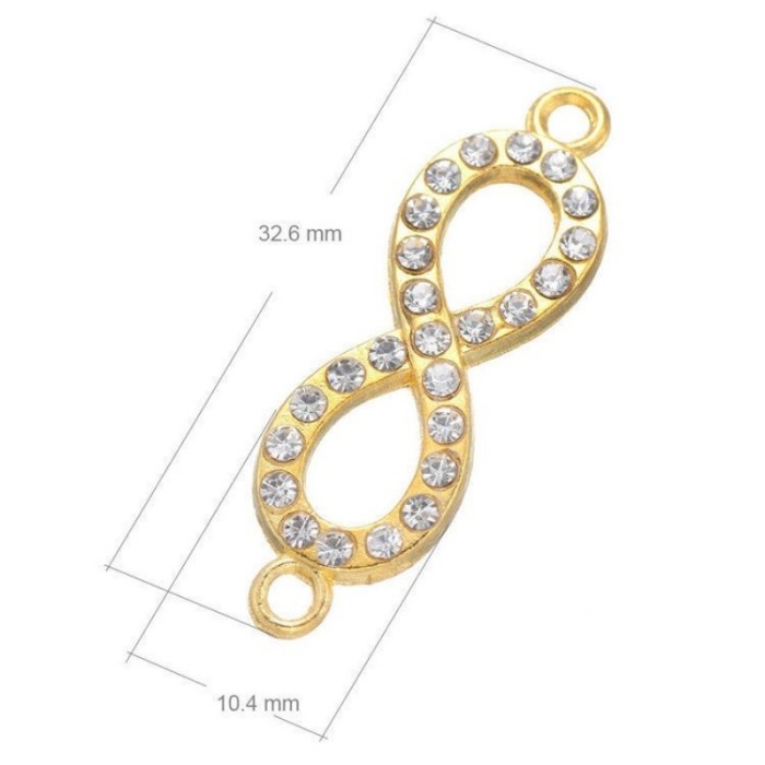 5pcs Antique Gold Love infinity symbol with rhinestone Charms Pendants Findings (#3010041)
