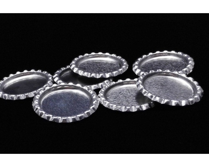 100pcs Flattened Flat Silver Linerless Bottle Caps, with hole or no hole, Flattened Chrome Bottle caps Bottle Cap,