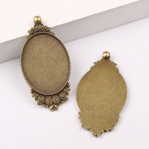 10pcs 40 x 30mm Antique Bronze Cabochon Pendant Base, Oval pendant setting, Oval Pendant Trays, Bezel Cabochon Settings