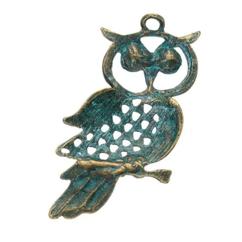 10PCS Owl Bracelets ,Verdigris Patina Grungy Owl Head Stamping, Patina Plated Vintage Zinc Alloy owl necklace Charms ,DIY Jewelry Findings