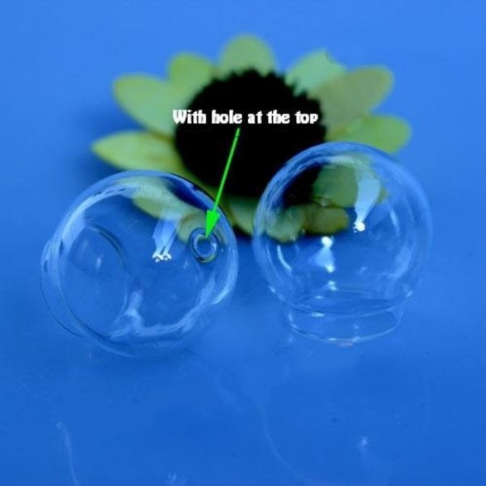 10pcs 20mm 25mm 30mm Clear Glass Cover with hole at the top, Glass bubble, Hollow Glass, necklace pendant,charming 601001
