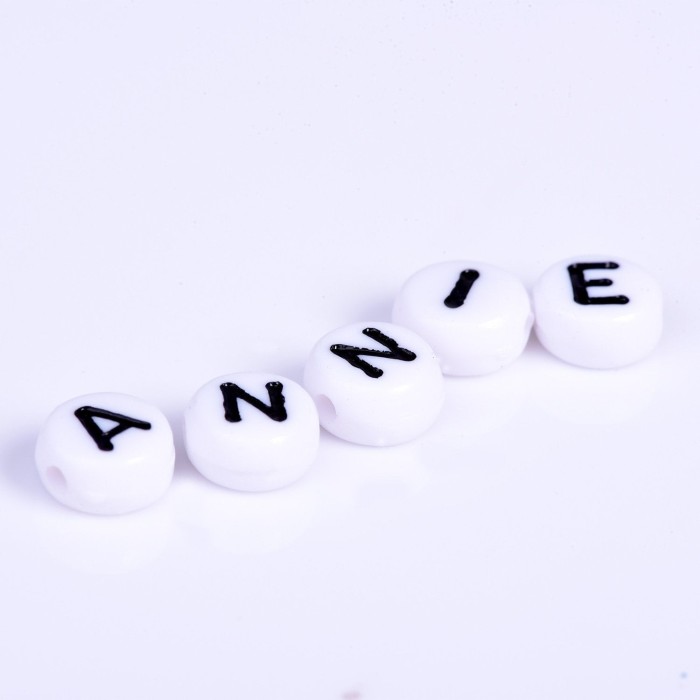 AcylicAlphabet Letter Beads, 4*7mm white Flat round letter beads, mix letters