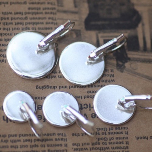 20pcs 12mm Silver bezel Earring Blanks /earring base, earring base settings (3010383)