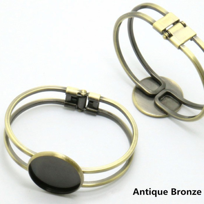 10pcs 25mm Silver round setting Blank Bracelet Cuff, bracelet blanks, Bezel Bracelet Blank, Bracelet Tray, Bezel Cuff