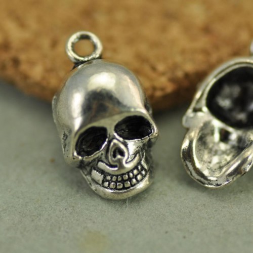 10pcs Antique silver Skull Charm Pendants Findings (#3010002)