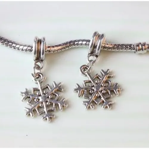 10pcs European beads, Snowflake Charms, fits most European charm bracelets bead charm bracelet