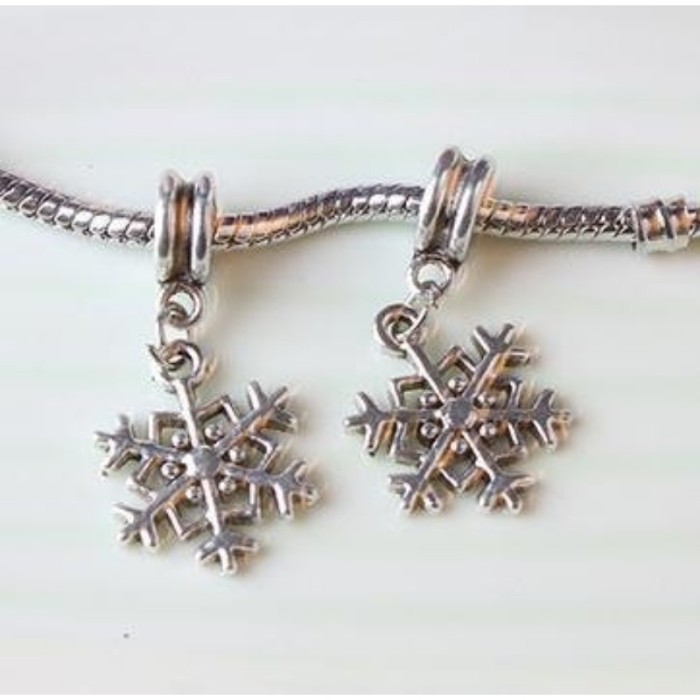 10pcs European beads, Snowflake Charms, fits most European charm bracelets bead charm bracelet