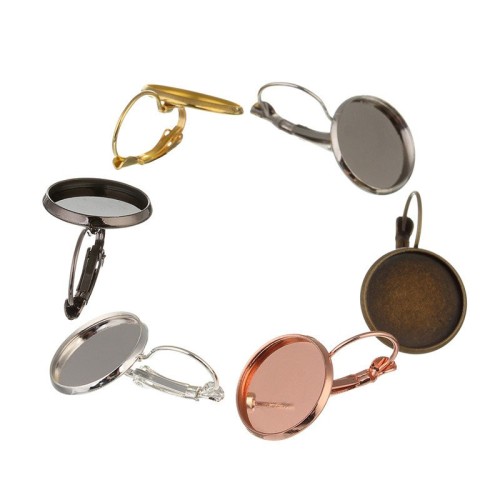 100pcs 8mm 10mm 12mm 14mm 16mm 18mm 20mm 25MM Cabochon Base Blank Tray Clip Earrings DIY Jewelry Findings Components