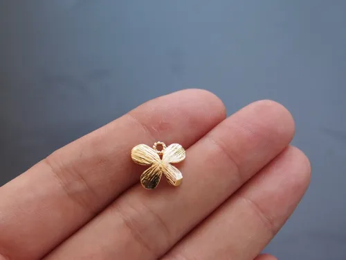 24K Gold PlatedBrass Butterfly Charm Pendant Spacer bracelet necklace loose bead (#10001004)