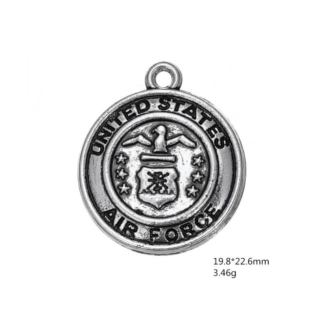Wholesale 30/100/200PCS AIR FORCE Charms Silver U.S. Military Char, DIY Findings, Jewelry Making