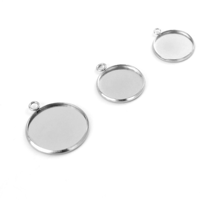 100pcs 8mm 10mm 18mm 20mm 25mm 30mm Stainless steel Settings Base, Bezel Blank Base Setting, Round Cabochon Pendant Base