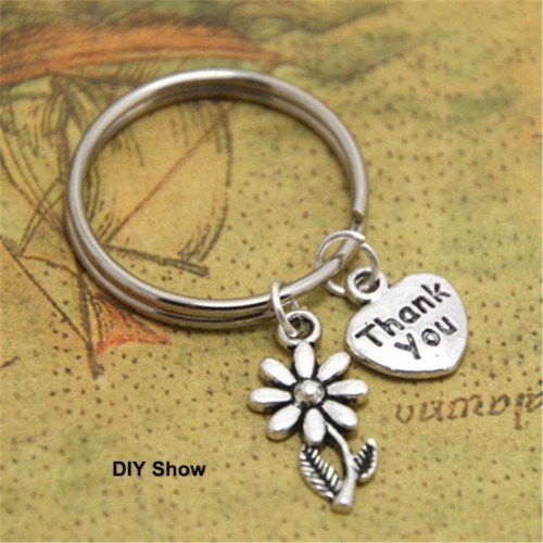 50pcs Antique Bronze or Silver thank you charm pendant, tiny heart Charms