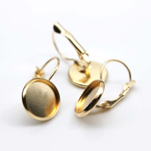 50pcs 316L Stainless Steel 18K Gold Vacuum Plated bezel Earring Blanks /earring base, durable color retention,earring base settings