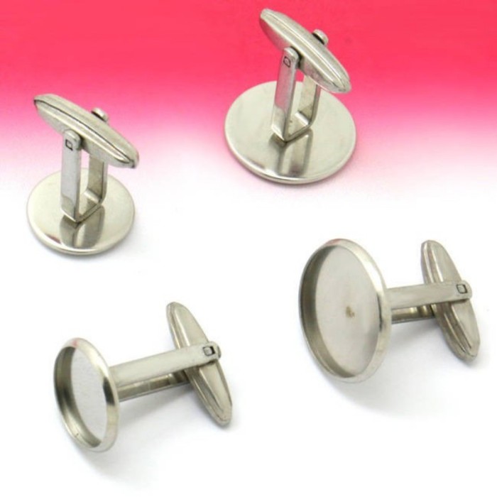 10pcs 316 Stainless Steel Cuff Link Blanks-W/ 10mm/ 12mm/ 14mm/ 16mm/ 18mm/ 20mm Round Bezel Setting Wholesale Cuff links Blanks