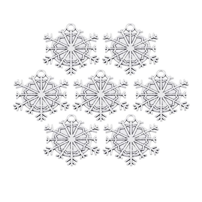 30PCS 25mm 1 inch Snowflakes Cabochon Pendant Base, pendant setting