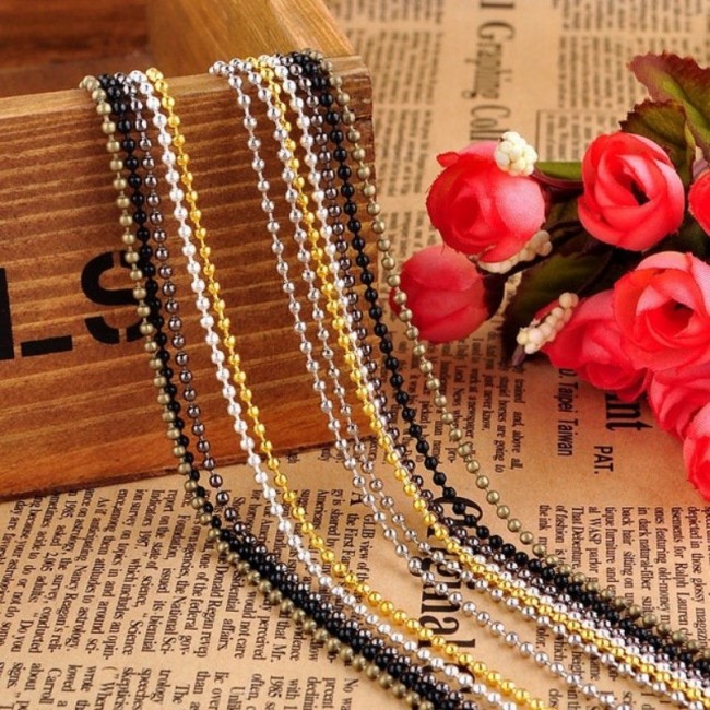 50pcs 70cm Length Top quality Dog Tag Chains ,2.4mm and 1.5mm Ball Bead Chain Ball Chains for Necklaces Key chain 70cm