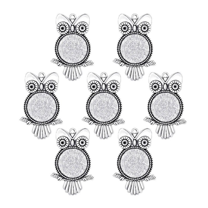 10pcs 25mm Antique Bronze Cabochon Pendant Base, Owl Shape round pendant setting (3020008)