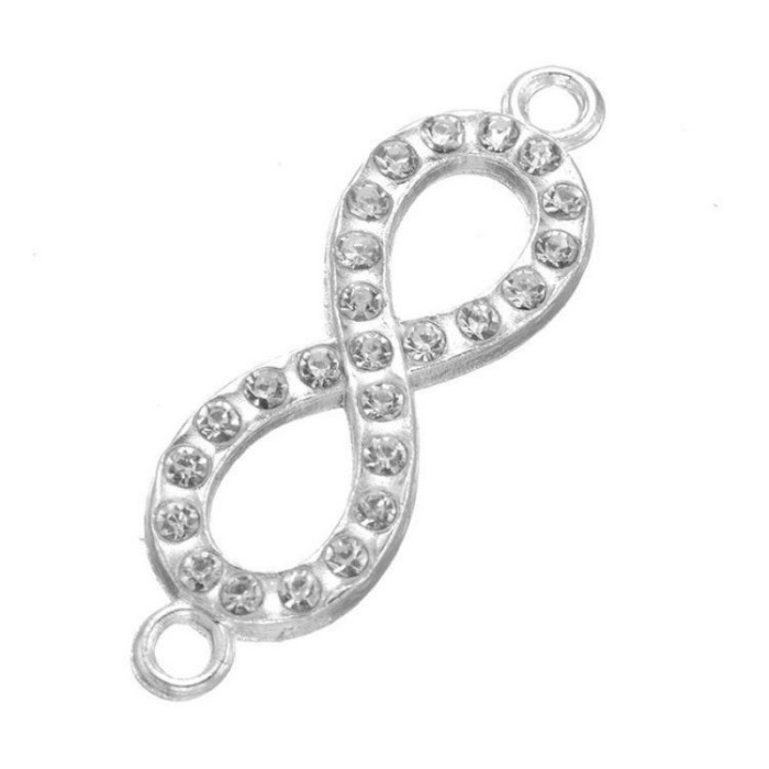 5pcs Antique Gold Love infinity symbol with rhinestone Charms Pendants Findings (#3010041)