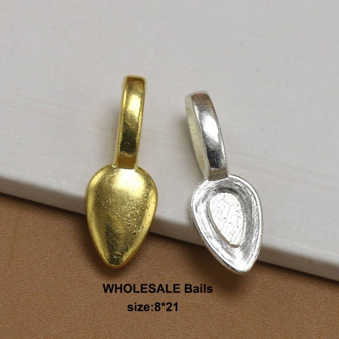WHOLESALE Bails-100/200/500pcs Small Glue On Jewellery Bails Silver Plated Stick On Pendant Pad Settings, Jewellery Making Bails Findings