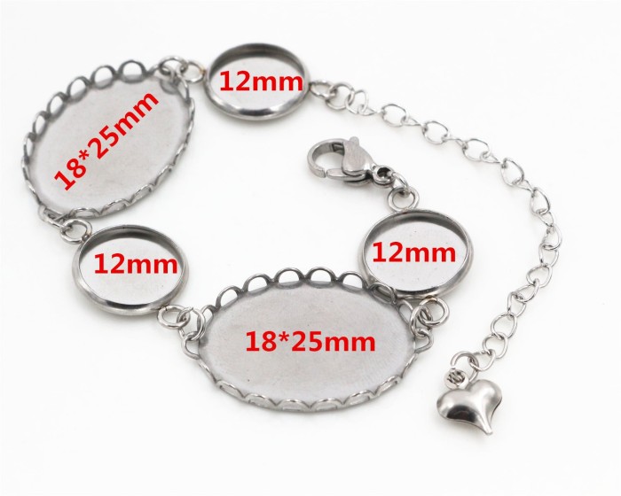 5pcs High Quality 316 stainless steel Bracelet Base Settings 12mm 20mm and 18*25mm Bracelet .Blank Bracelet Cuff(4010005)