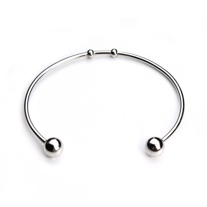 stainless steel Open Cuff Bangle, Ball End Bangle, Ball Cuff Bracelet, Adjustable Cuff Bracelet