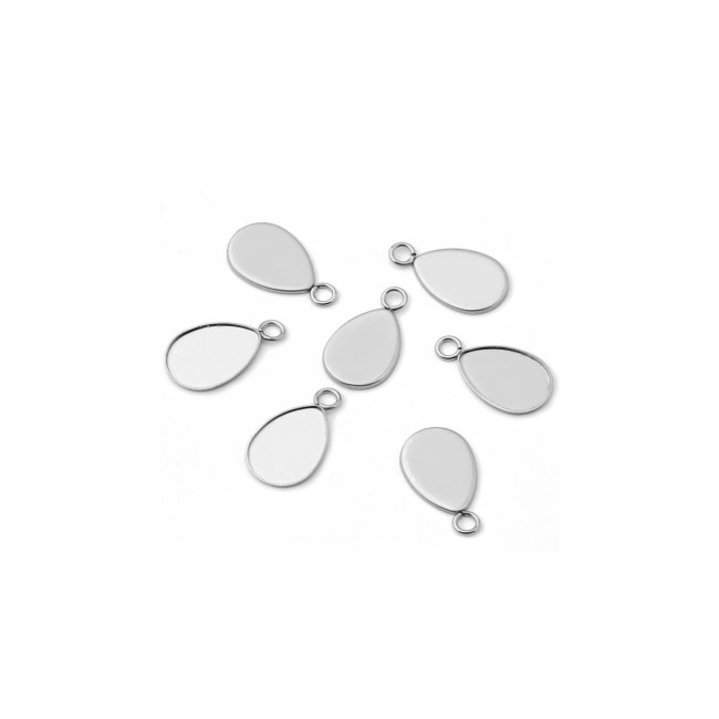 Stainless steel Settings Base,10x14mm Bezel Blank Base Setting, Teardrop Cabochon Pendant Base