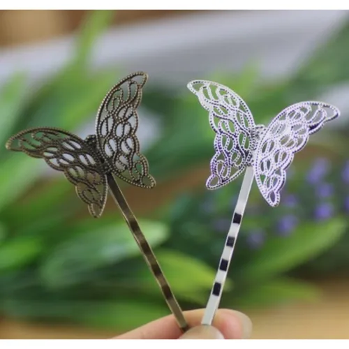 10PCS Blank Butterfly Hair Pins, brass Hair Clip, Blank Hair Clip Barrette, Hair pin Blank