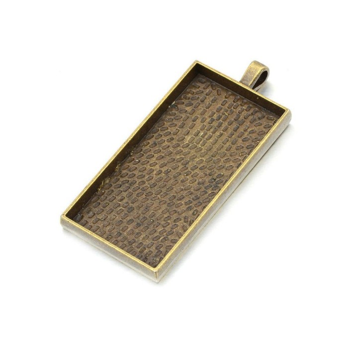 20pcs Rectangle Pendant Trays - Silver Color - 25X50mm - Pendant Blanks Cameo Bezel Settings Photo Jewelry