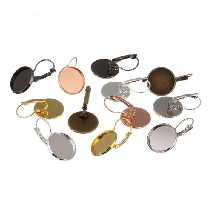 100pcs 8mm 10mm 12mm 14mm 16mm 18mm 20mm 25MM Cabochon Base Blank Tray Clip Earrings DIY Jewelry Findings Components