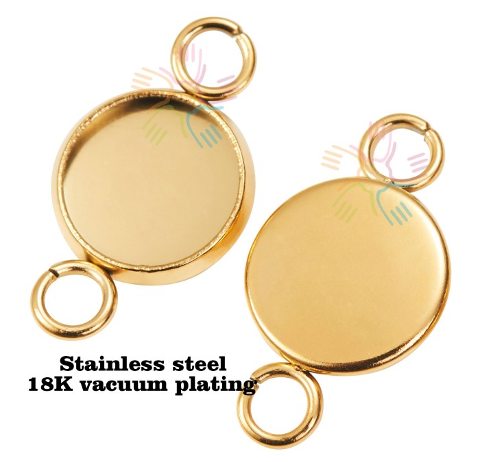 50pcs 8mm 10mm 18mm 20mm 25mm 30mm Stainless steel 18K vacuum plating Settings Base, Bezel Blank Base Setting, Round Cabochon Pendant Base