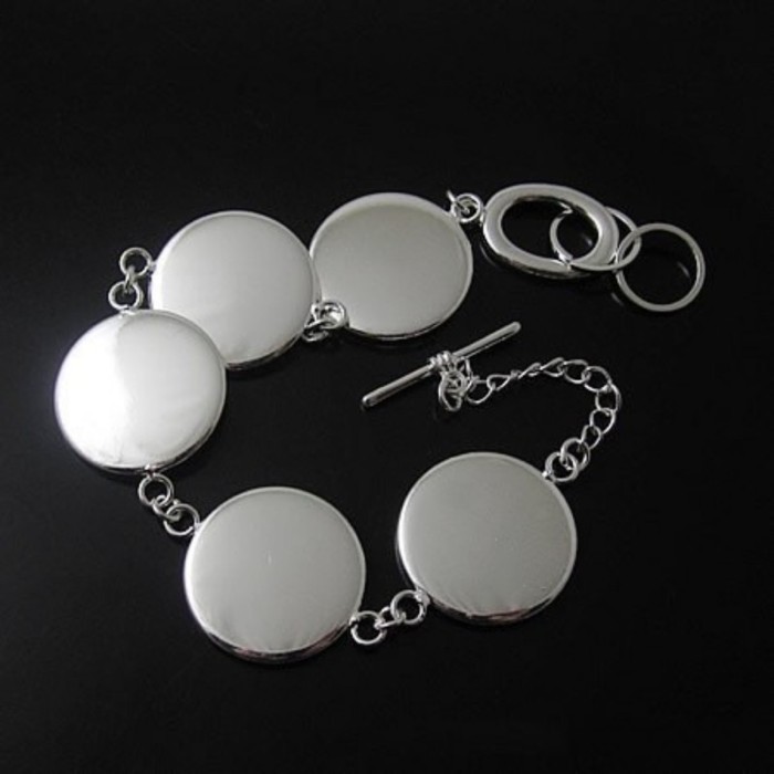 5kits Bracelet Blanks, 16mm 18mm 20mm bezel Silver bracelet blanks with clear glass demo