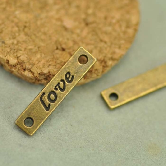 10pcs Antique Bronze Love Link connector Letter plate(#3010076)
